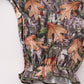 Forest hunting deer embroidery ruffle romper
