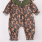 Forest hunting deer embroidery ruffle romper