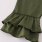 Forest hunting deer embroidery ruffle pants set