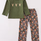 Forest hunting deer embroidery pants set