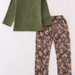 Forest hunting deer embroidery pants set