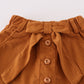 Black pearl bow corduroy skorts set