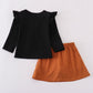 Black pearl bow corduroy skorts set