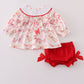 Red bow smocked bloomer set