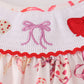 Red bow smocked ruffle pants set