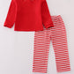 Red santa claus smocked stripe pants set