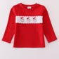 Red santa claus smocked top