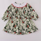 Green holly floral smocked dress