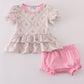 Pink floral print ruffle bloomer set