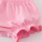 Pink floral print ruffle bloomer set
