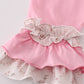 Pink floral print ruffle pants set