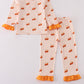 Cream sweet as pie print ruffle pajamas set