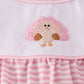 Pink turkey embroidery stripe ruffle pants set