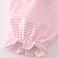 Pink turkey embroidery stripe ruffle pants set