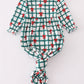 Green bow plaid ruffle gown