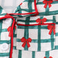 Green bow plaid ruffle pajamas set