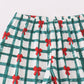 Green bow plaid ruffle pajamas set