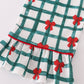 Green bow plaid ruffle pajamas set