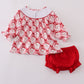 Red santa claus smocked bloomer set