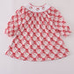 Red santa claus smocked dress