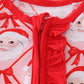 Red santa claus print bamboo pajamas ruffle romper