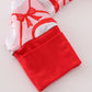 Red santa claus print bamboo pajamas ruffle romper