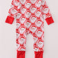 Red santa claus print bamboo pajamas ruffle romper