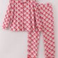 Red santa claus print bamboo mom pajamas  pants set