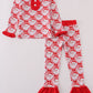 Red santa claus bamboo pajamas ruffle pants set