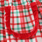 Red santa claus embroidery plaid ruffle pants set