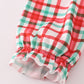 Red santa claus embroidery plaid ruffle pants set