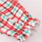 Red santa claus embroidery plaid ruffle dress
