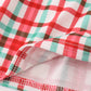 Red santa claus embroidery plaid ruffle dress