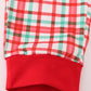 Red santa claus embroidery plaid pants set