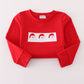 Red santa claus embroidery plaid pants set