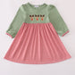 Green reindeer embroidery dress