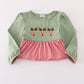 Green reindeer embroidery dress