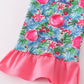 Blue christmas tree smocked ruffle jumpsuit set