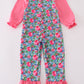 Blue christmas tree smocked ruffle jumpsuit set