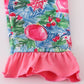 Blue christmas tree smocked ruffle pants set