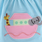 Blue Noah's Ark applique ruffle bloomer set
