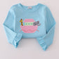 Blue Noah's Ark applique ruffle pants set
