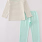 Khaki stripe pants set
