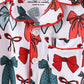 Red bow bamboo girl pajamas pants set