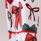 Red bow bamboo girl pajamas pants set