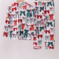 Red bow bamboo girl pajamas pants set