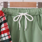 Green christmas reindeer applique pants set