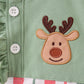 Green christmas reindeer applique pants set