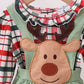Green christmas reindeer applique ruffle jumpsuit set