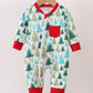 Green christmas tree print romper
